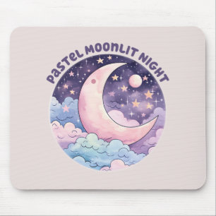 Tapis De Souris Nuit Pastel Moonlit - Dreamcent Crescent Moon