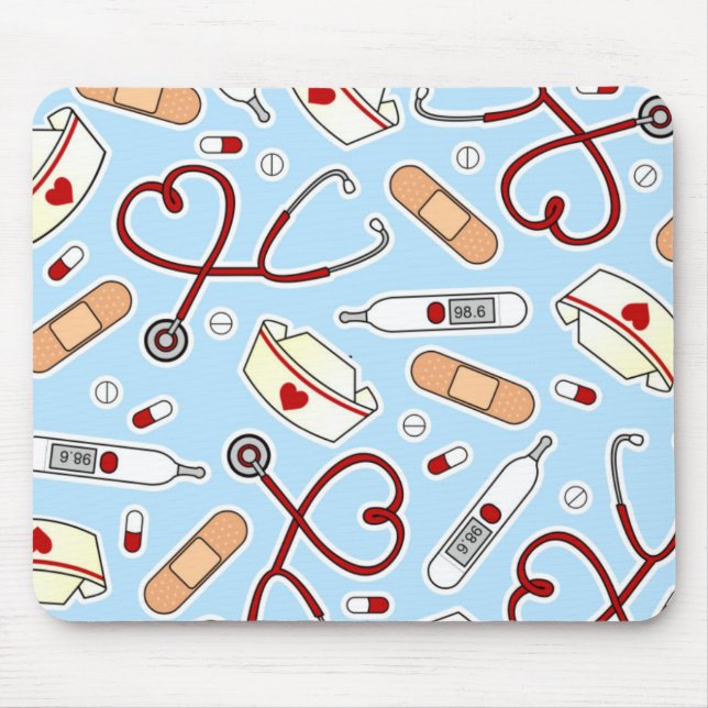 Tapis De Souris Nurse Love Print Blue (Devant)