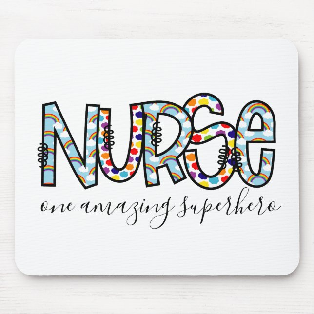 Tapis De Souris Nurse One Superhero Extraordinaire Typographie mod (Devant)
