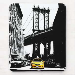 Tapis De Souris Nyc New York City Taxi jaune Brooklyn Bridge