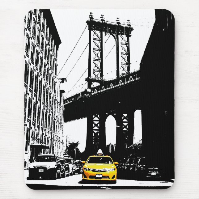 Tapis De Souris Nyc New York City Taxi jaune Brooklyn Bridge (Devant)