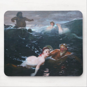 Tapis De Souris Nymphes et Satyres Jouer dans les vagues