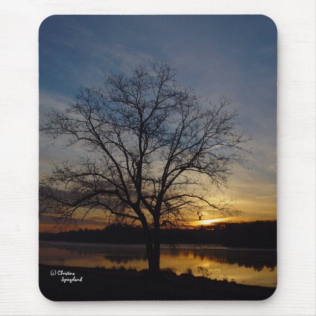 Tapis De Souris Oak Tree Lake Sunrise Mousepad (Devant)