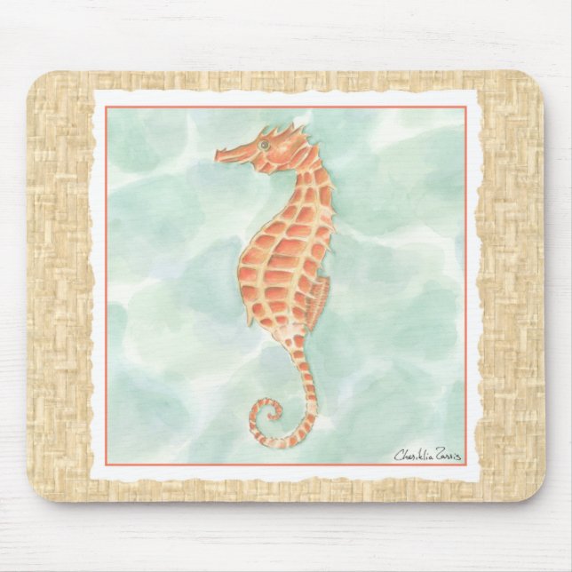 Tapis De Souris Ocean Orange Seahorse (Devant)
