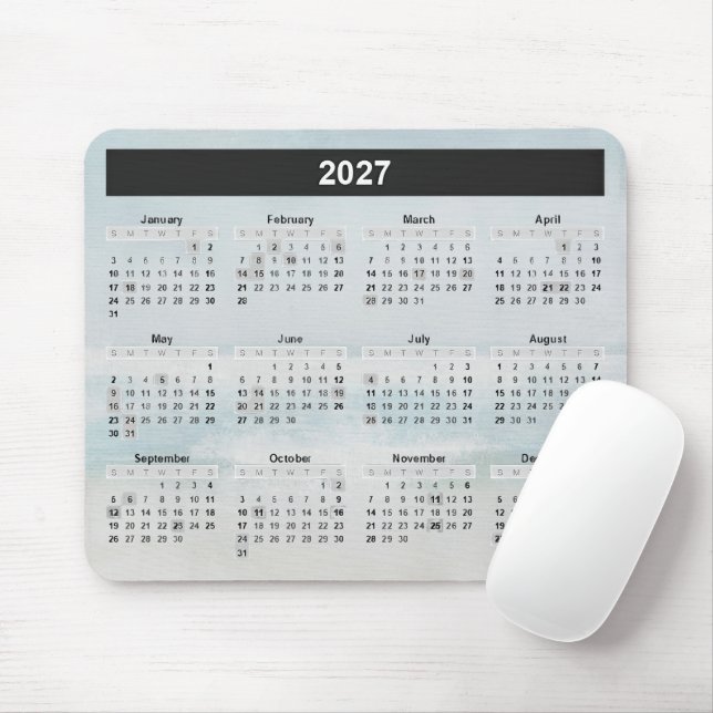 Tapis De Souris Ocean Watercolor 2027 Calendar (Avec souris)