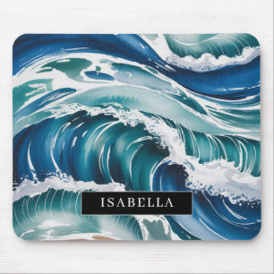 Tapis de souris Ocean Waves & Seafoam aquarelle