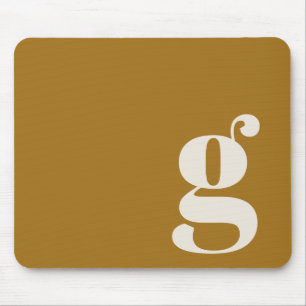 Tapis De Souris Ochre Gold Minimal Rétro Monogramme Initiale Perso