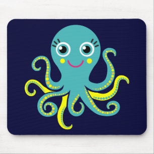 Tapis De Souris Octopus bleu et jaune