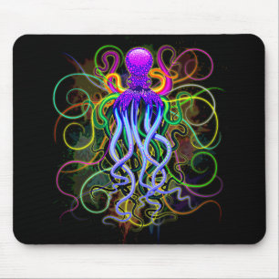 Tapis De Souris Octopus Luminescence psychédélique