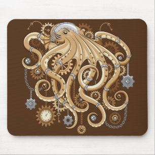 Tapis De Souris Octopus Steampunk Surreal Retro Style Machine
