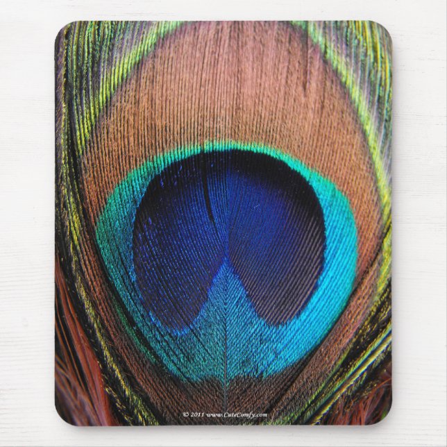 Tapis De Souris Oeil du plan rapproché de plume de paon (Devant)