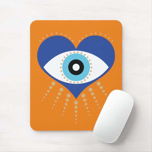 Tapis De Souris Oeil mal grec du coeur (Avec souris)