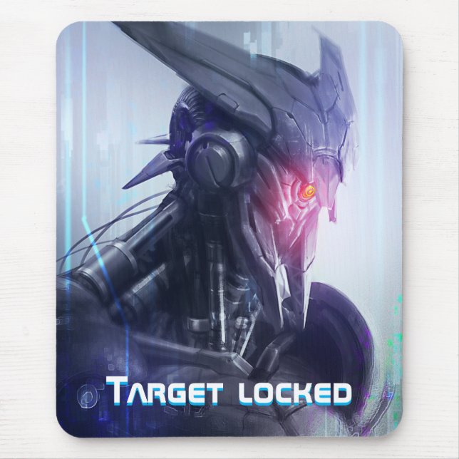 Tapis De Souris Oeil rouge : Menacer Sci-Fi Dystopian Assasin Droi (Devant)