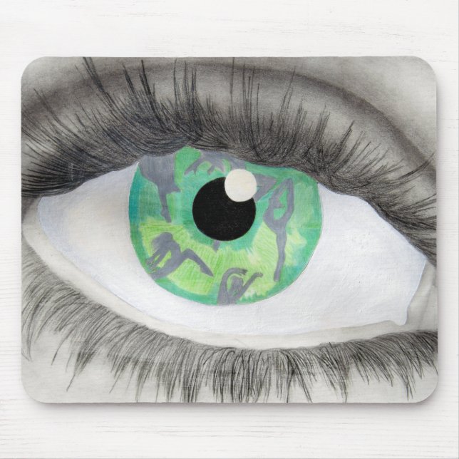 Tapis De Souris Oeil vert avec des silhouettes de danseur dans (Devant)