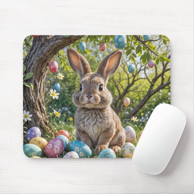 Tapis De Souris Oeuf de Pâques avec lapin (Avec souris)