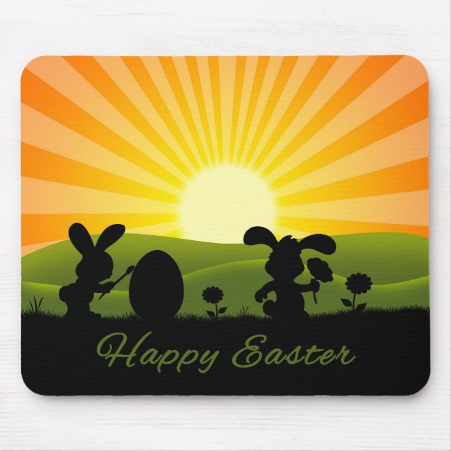 Tapis De Souris Oeuf de peinture de lapin de Pâques mignon (Devant)