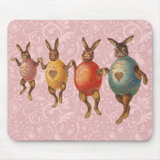 Tapis De Souris Oeufs dansants lapins de Pâques (Devant)