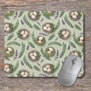 Tapis De Souris Œufs de Pâques Vert Sauge Simple Nid de Lavande