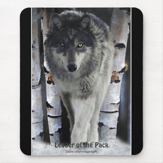 Tapis De Souris OEuvre d'art faunique du loup de bois, de la neige (Devant)