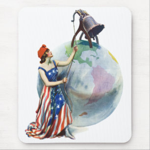 Tapis De Souris Œuvre d'art vintage patriotique de Lady Liberty su