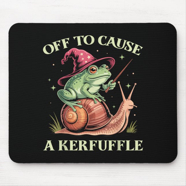 Tapis De Souris Off To Cause A Kerfuffle Whimsical Wizard Frog Mem (Devant)
