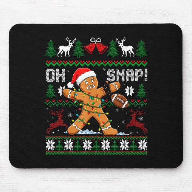 Tapis De Souris Oh Snap Funny Gingerbread Man Football Christmas P (Devant)
