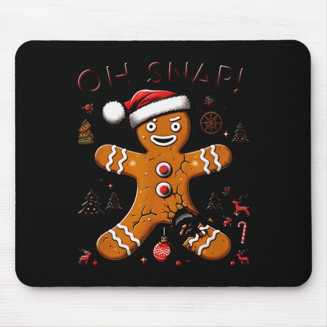 Tapis De Souris Oh Snap Gingerbread Man Christmas Funny Cookie Ugl (Devant)