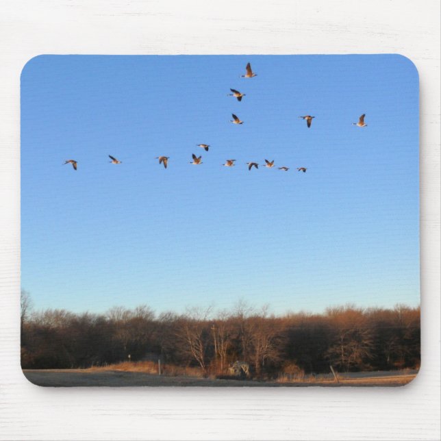 Tapis De Souris Oies canadiennes pilotant V Mousepad (Devant)