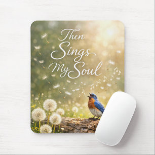Tapis De Souris Oiseau bleu chantant "Alors chante mon âme" Chanso