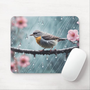Tapis De Souris Oiseau dans la pluie