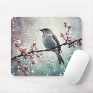 Tapis De Souris Oiseau dans la pluie
