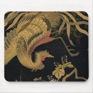 Tapis De Souris Oiseau de coq d'or Classique japonais Antique