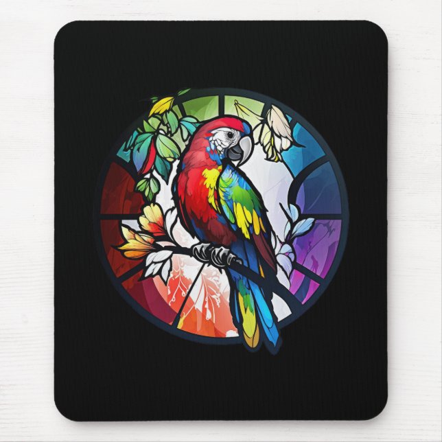 Tapis De Souris Oiseau de perroquet Portrait animal Verre tendu Fa (Devant)