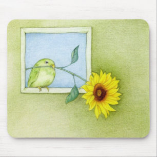 Tapis De Souris Oiseau de tournesol Mousepad