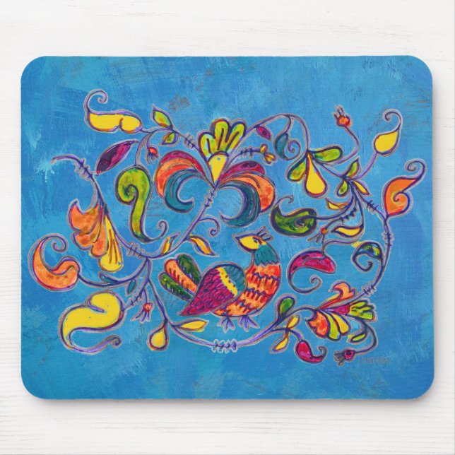 Tapis De Souris Oiseau du Nord de Russie en bleu (Devant)