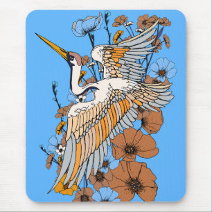 Tapis De Souris Oiseau japonais de manga Crane