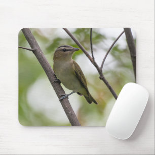 Tapis De Souris Oiseau vert, Vireo à yeux rouges, Photographie can