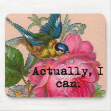 Oiseau vintage de mousepad féministe avec floral