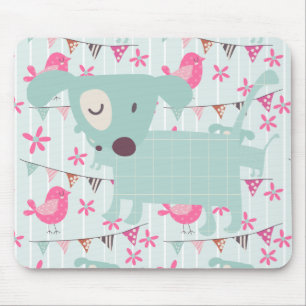 Tapis De Souris Oiseaux, Chiens, Bannières, Fleurs