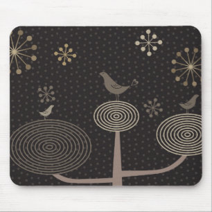 Tapis De Souris Oiseaux dans l'amour Design3 Mousepad noir