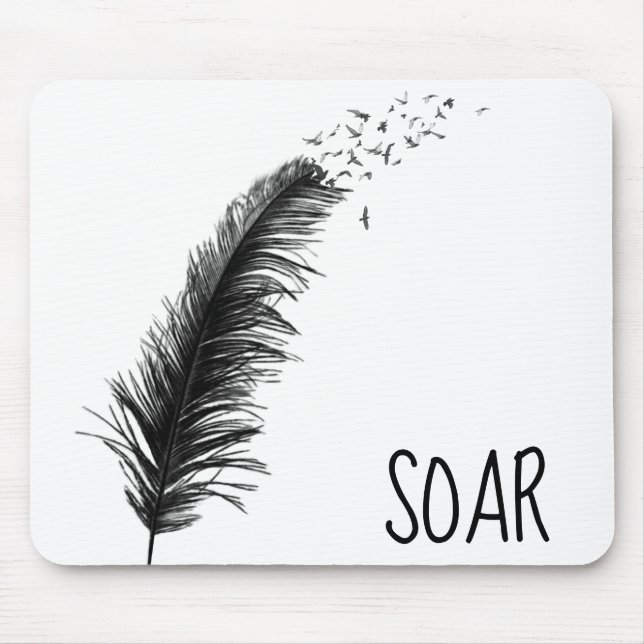 Tapis De Souris Oiseaux en plume sur blanc (Devant)