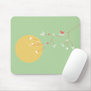 Tapis De Souris Oiseaux et famille nichant minimalistes et fantais