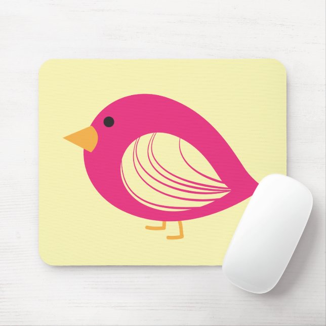 Tapis de souris oiseaux fantaisistes rose mignon (Avec souris)