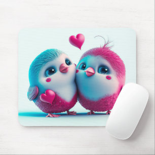 Tapis De Souris Oiseaux mignons Amour Coeurs Saint Valentin