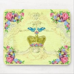 Tapis De Souris Oiseaux royaux Ordinateur Floral Mousepad