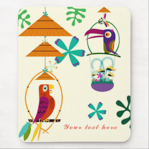Tapis De Souris Oiseaux Tiki Art Rétro Vintage Personnalisé