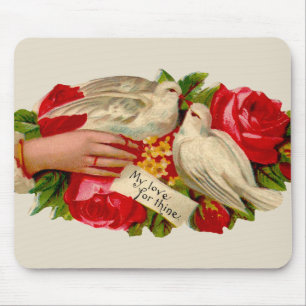 Tapis De Souris Oiseaux vintage amour victorien colombe art classi