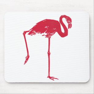 Tapis De Souris Oiseaux vintage, un flamant rose avec une patte le