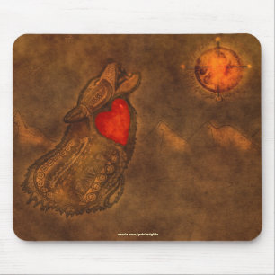 Tapis De Souris Ojibwe style loup hurlant Mousepad