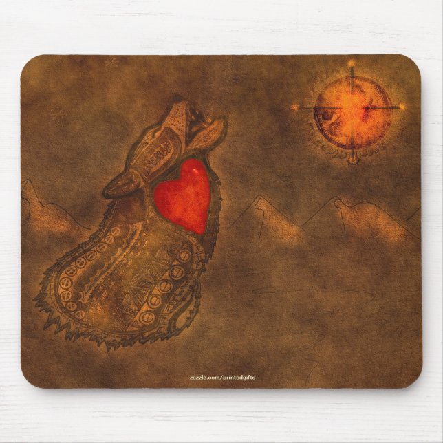 Tapis De Souris Ojibwe style loup hurlant Mousepad (Devant)